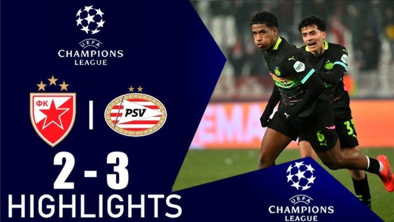 ไฮไลท์ยูฟ่าแชมเปียนส์ลีก ครเวนา ซเวซดา 2-3 พีเอสวี ไอนด์โฮเฟ่น