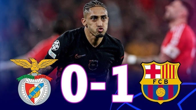 บาร์เซโลนา 10 คนบุกเฉือน เบนฟิก้า 1-0 ศึก UCL รอบ 16 ทีม