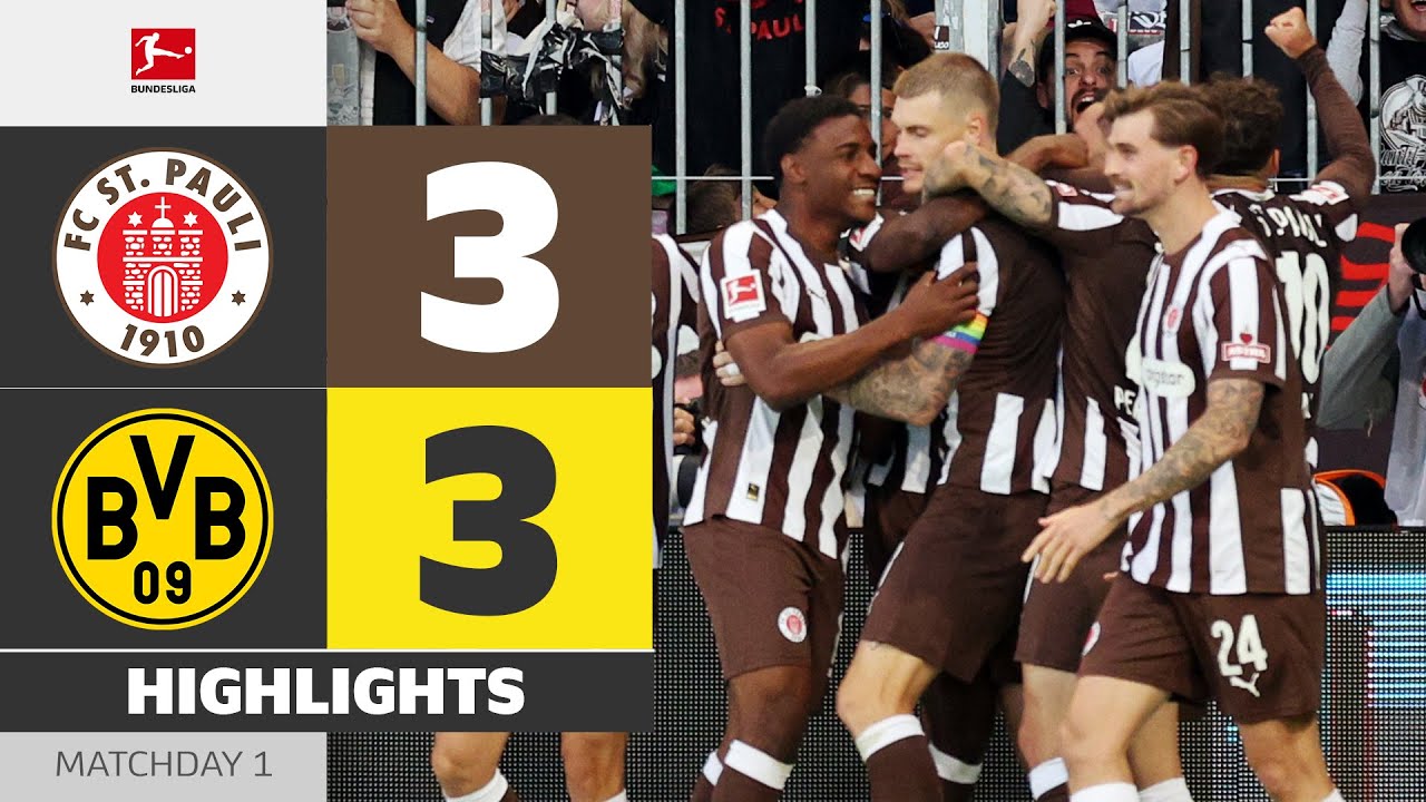 ไฮไลท์บุนเดสลีกา ซังค์ เพาลี 3-3 โบรุสเซีย ดอร์ทมุนด์